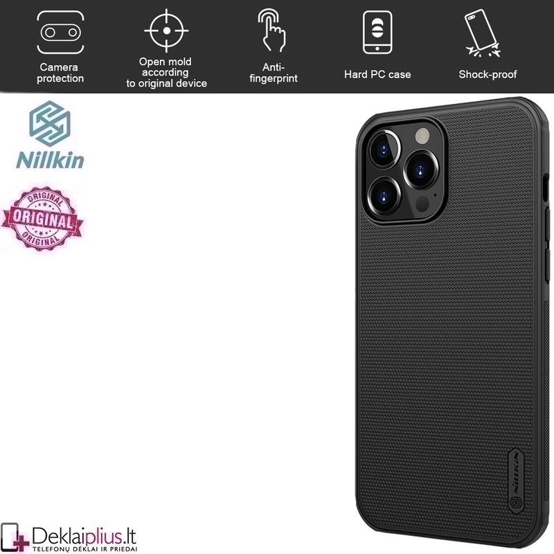 Nillkin Frosted shield plastikinis dėklas - juodas (Apple Iphone 13 Pro) Nillkin Frosted shield plastikinis dėklas - juodas (Apple Iphone 13 Pro)